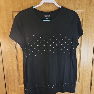 Heritage Black Studded Short Sleeve Tee